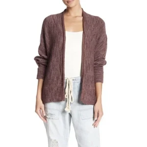Free People Motions Size Medium Dark Purple Open Front Knit Cardigan Sweater - Picture 1 of 12