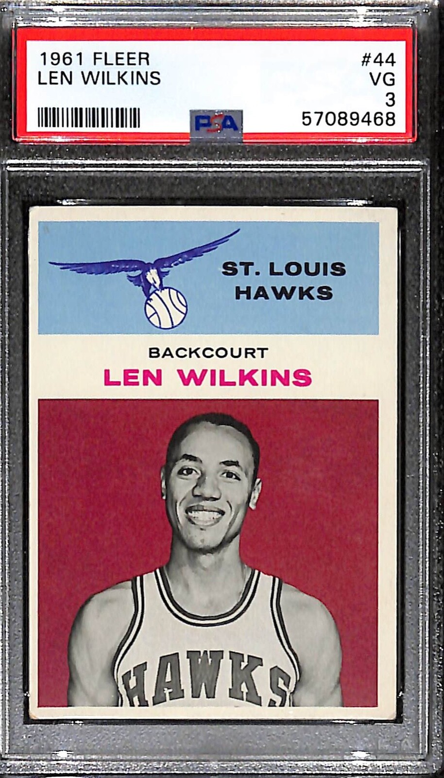 1961-62 Fleer Len Wilkins Lenny Wilkens #44 Rookie RC HOF Hawks - PSA 3 VG