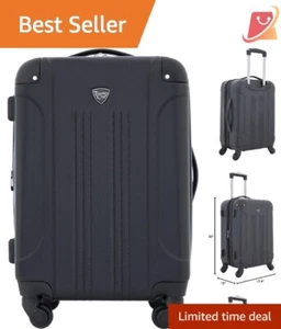 Hardside Spinner Luggage ABS 20" Expandable Carry-On Travel Bag Black - Picture 1 of 10