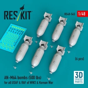Bombas 1:48 AN-M64 (6 piezas) (500 libras) para toda la USAF y la RAF de la Segunda Guerra Mundial y la Guerra de Corea - Imagen 1 de 3