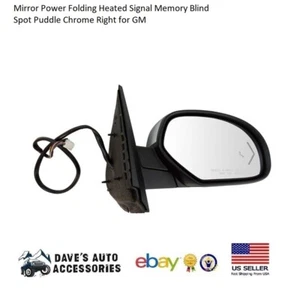 Mirror Power Folding Heated Signal Memory Blind Spot Puddle Chrome Right for GM - Picture 1 of 7