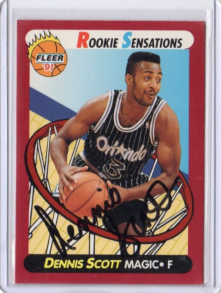 1991 Fleer Rookie Sensations Dennis Scott cartão assinado autografado Orlando Magic #2 - Imagem 1 de 1