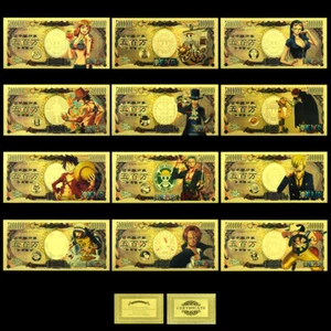12pcs One Piece Gold Banknotes Set Classic Anime Five Million Japanese Yen Notes - Picture 1 of 15