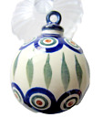 Medium Polish Pottery Boleslawiec Christmas Ornament -Peacock  - 4 " H