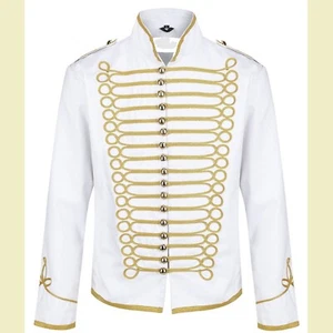 Men's White Hussar Parade Jacket Military Army Drummer Steampunk Jacket - Picture 1 of 4