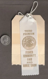 Vintage FISHER, IL. FAIR & HORSE SHOW 3rd Premium RIBBON~Embroidery VANITY SET - Picture 1 of 2