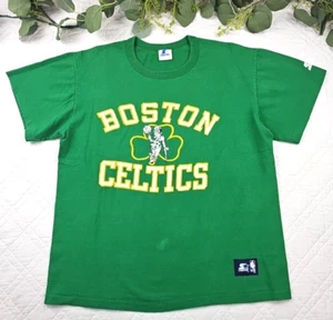 VTG Starter Green Boston Celtics Short Sleeve Shirt Size L Graphic Tee USA - Picture 1 of 10