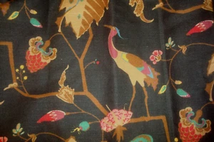One Pr 2 pc Custom Lined DRAPES Paloma Picasso BIRDS Pinch Pleat Black 90" lg - Picture 1 of 9