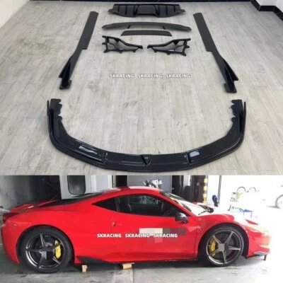 Parachoques delantero trasero alerón faldones laterales carbono real para Ferrari 458 Italia Spider Foto 1 de 4