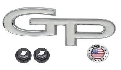 Emblema de placa de porta-malas GP para modelos Pontiac Grand Prix 1967-1968 fabricados nos EUA - Imagem 1 de 4