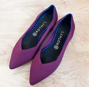 ROTHY'S Classic The Point II Flats Purple Size W 10 New in Good Pre-Owwned Con - Picture 1 of 14