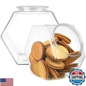 DilaBee 2-Pack Plastic Cookie Jar, 1.5 Gallon Hexagon Candy Jars with Lids fo - Picture 1 of 5