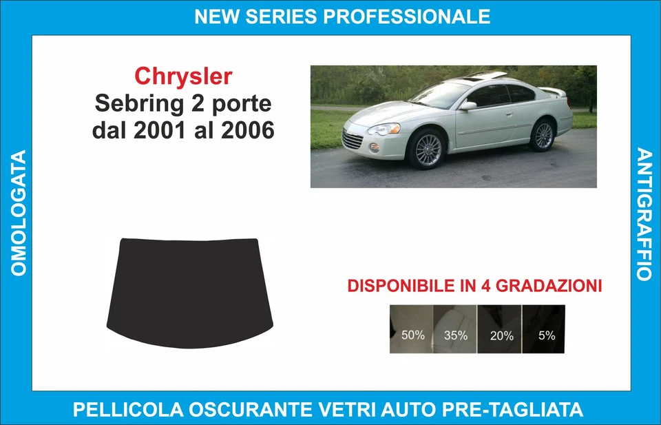 pellicole oscuranti vetri compatibili con chrysler sebring 2p dal 2001-06 - Imagen 1 de 1