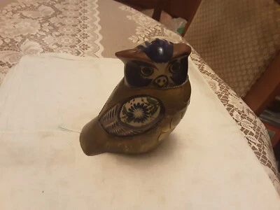 CHOUETTE LAITON ET CERAMIQUE EMAILLEE - Photo 1/3
