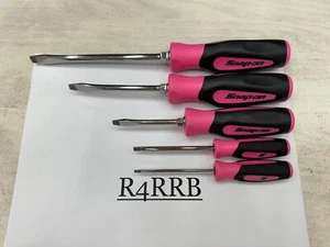 Snap-on Tools USA NEW 5pc PINK Soft Grip ALL Flat Head Screwdriver Set SGDS50BPM - Picture 1 of 12