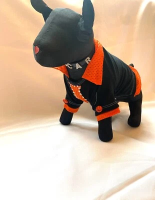 LITTLE LILY dog clothes Basketball Jersey Orange and Black Polo - Image 1 of 4
