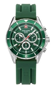 Swiss Alpine Military Reloj Hombre Sierra, Cronógrafo, Acero Inoxidable, Verde-Plata, Art - Imagen 1 de 3