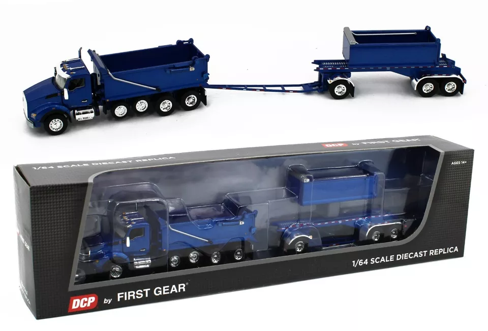 2022 DCP 1:64 *BLUE* Kenworth T880 Rogue Dump Truck & Transfer Dump Trailer NIB - Image 1 of 4