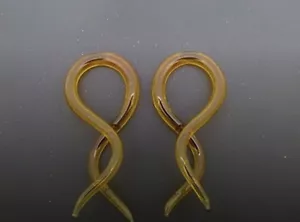 PYREX GLASS 6G 1 5/8 AMBER DOUBLE TWISTS PLUGS SPIRALS - Picture 1 of 2