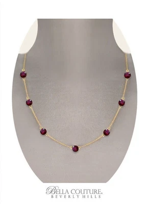 $650 NEW VICTORIAN 18" 16"  18K YELLOW GOLD NATURAL GARNET VTG PENDANT NECKLACE - Image 1 of 4