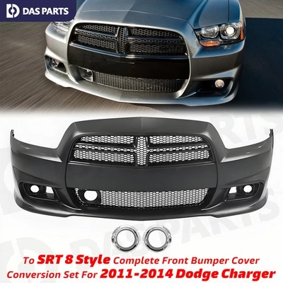 SRT8 Style Bumper Cover Upper Lower Grille Kit w/ACC For 2008-2014 Dodge Charger Foto 1 de 4