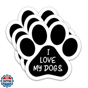 (3 piezas) Pegatina I Love My Dogs - Pegatinas con estampado de pata para perro, vinilo impermeable Deca - Imagen 1 de 5