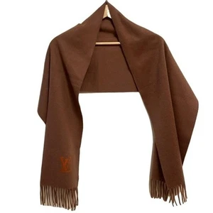 LOUIS VUITTON a thermal scarf Echarpe Gerum Cashmere Brown - Picture 1 of 8