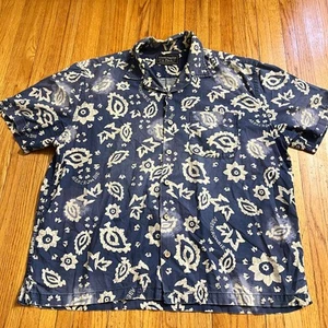 Abercrombie & Fitch Shirt Mens XL ? Blue White Button Up Floral Hawaiian  - Picture 1 of 7