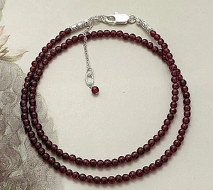 Rhodolite Garnet Smooth Round Gemstone Beads 20" Choker Necklace For Men Woman - Picture 1 of 7
