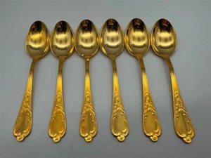 6 SBS BESTECKE ROSTFREI SOLINGEN 23/24 GOLDTELLER SBB9 HARTVERGOLDET TEELÖFFEL - Bild 1 von 3