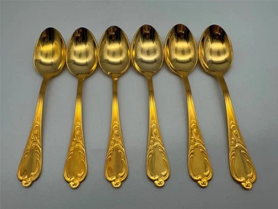 6 SBS BESTECKE ROSTFREI SOLINGEN 23/24 GOLDTELLER SBB9 HARTVERGOLDET TEELÖFFEL - Bild 1 von 3
