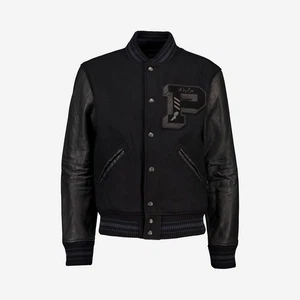 Polo Ralph Lauren The Iconic Letterman Varsity Jacket | Black Wool Mens XXL 2XL - Picture 1 of 6