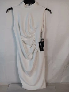 Gabrielle Union New York & Company White Sleeveless Ruched Midi Dress Size M - Picture 1 of 8