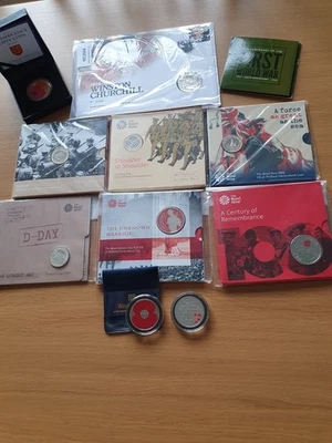 🔥£5 & £2 WAR COINS & POPPY 🔥🔥COINS JOB LOT COLLECTION BRILLIANT UNCIRCULATED - Image 1 of 4