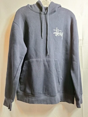 STUSSY Basic Hoodie Sweatshirt (NO TAGS!) Sz M? Blue White Logo Streetwear EUC - Image 1 of 4
