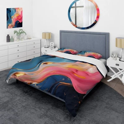 Designart "Rosa y Oro Tinta Líquida Abstracción I" Abstracto Foto 1 de 4