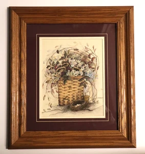 OBOT sunflowers nest nature beauty joy Pat Richter framed art print vintage 1999 - Picture 1 of 13
