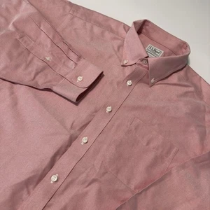LL Bean Men Salmon Wrinkle Resistant Button Shirt 209410 Traditional 16.5-35 - Picture 1 of 8
