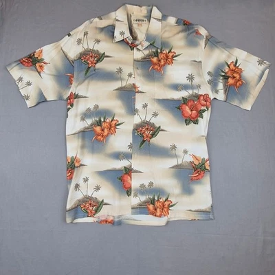 Cambria Moda Hawaiian Shirt Men's Large Floral Island Palm Tree Rayon - Image 1 of 4