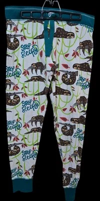 Stay Sleepy Sloth Print PJ Pants  Green Accent joggers leggings Graphic print - Image 1 of 4