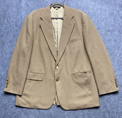 LL Bean Blazer Mens 44R Tan Two Button Sport Coat Classic Jacket Made USA - Image 1 of 4