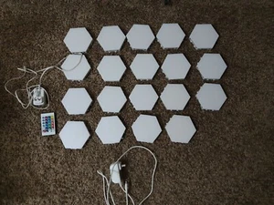 Hexagon Led Lights Lot Of 15 With Remote - Picture 1 of 4