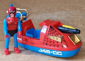 Vintage 80's Airgam Boys Super Fantastics SPIDERMAN & BOAT Bootleg K/O Figure - Picture 1 of 13