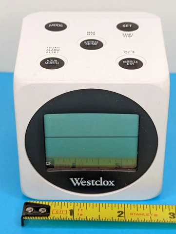 Vintage Westclox Dice Clock Cube Alarm Temp Tested Working 3" Cover