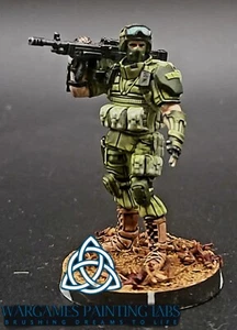 Handpainted Veteran Kazak with AP HMG Infinity collection miniature Wargames - Picture 1 of 5