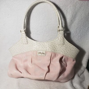 Bolso de Mano Folli Follie Rosa Lona y Cuero Blanco Lunares Flor de Abeja Jacquard - Imagen 1 de 14