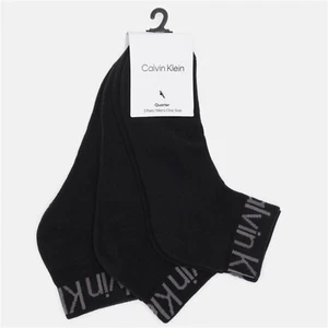 Calvin Klein 3 Pairs Low Cut Logo Quarter Men's Socks 6-11 One Size Black - Picture 1 of 5