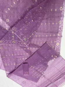 Original Dhakai Jamdani Saree in lavender - Picture 1 of 6