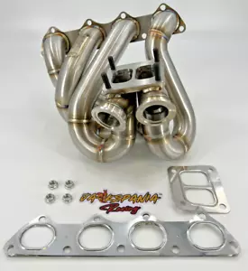 T4 Top Mount Turbo Manifold Dual Twin Wastegates B-Series B16 B18 B20 EG EK 44mm - Picture 1 of 10