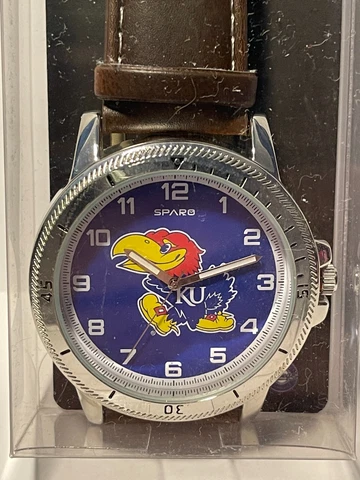 Kansas Jayhawks NCAA Custom Leather Band Wristwatch by SPARO NEW Cover